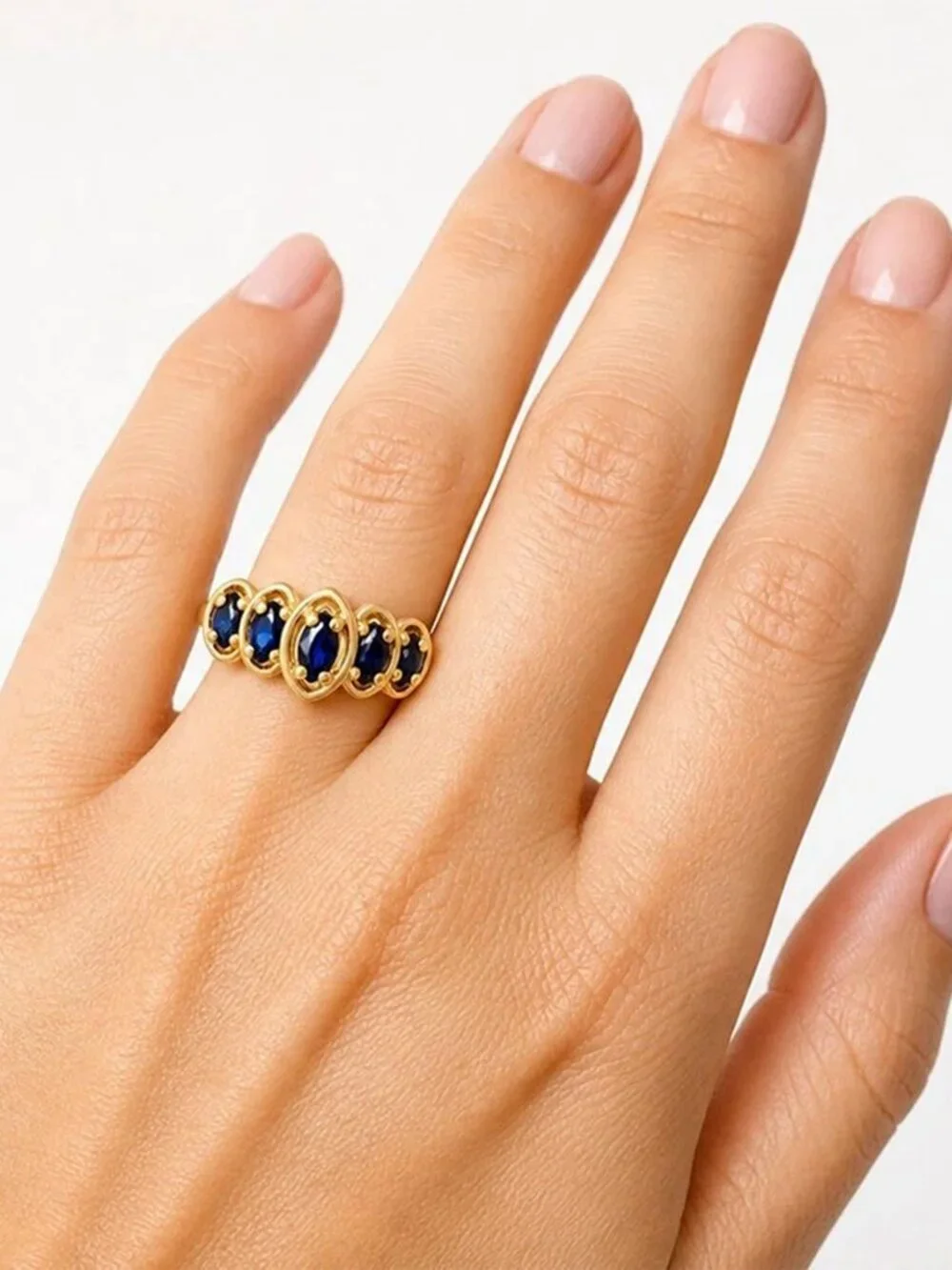 Genuine 0.75 Cts Blue Sapphire Ring 14k Yellow Gold